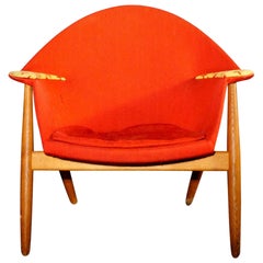 Seltener Kurt Østervig Lounge Chair aus karminroter Wolle