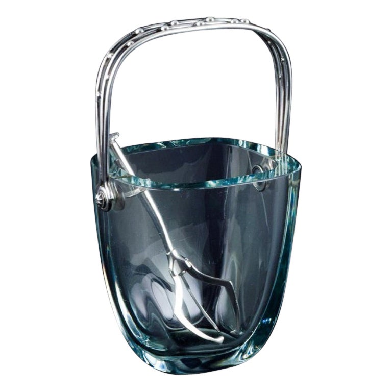 E. Dragsted, Danish silversmith. Modernist ice bucket in art glass For Sale