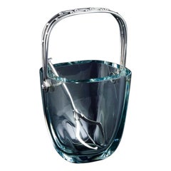 Retro E. Dragsted, Danish silversmith. Modernist ice bucket in art glass