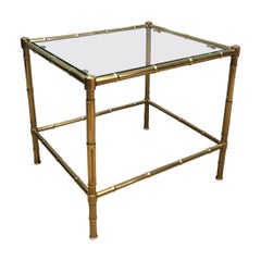 Vintage Faux-Bamboo Brass Side Table in the Style of Jacques Adnet