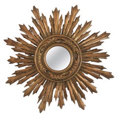 Sunburst Giltwood Mirror in Small Scale, Spanish Baroque 