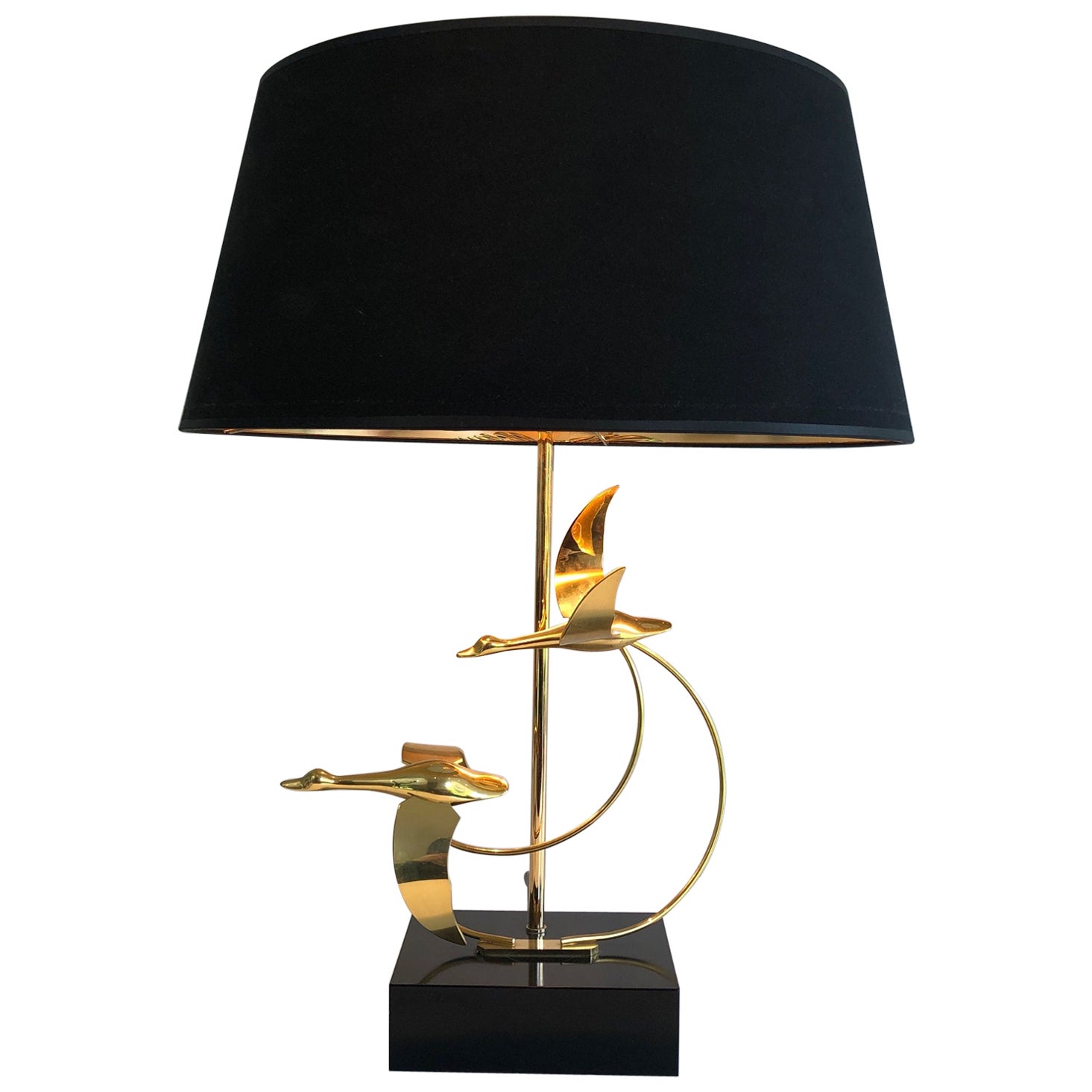 Flock of Wild Geese Brass Table Lamp
