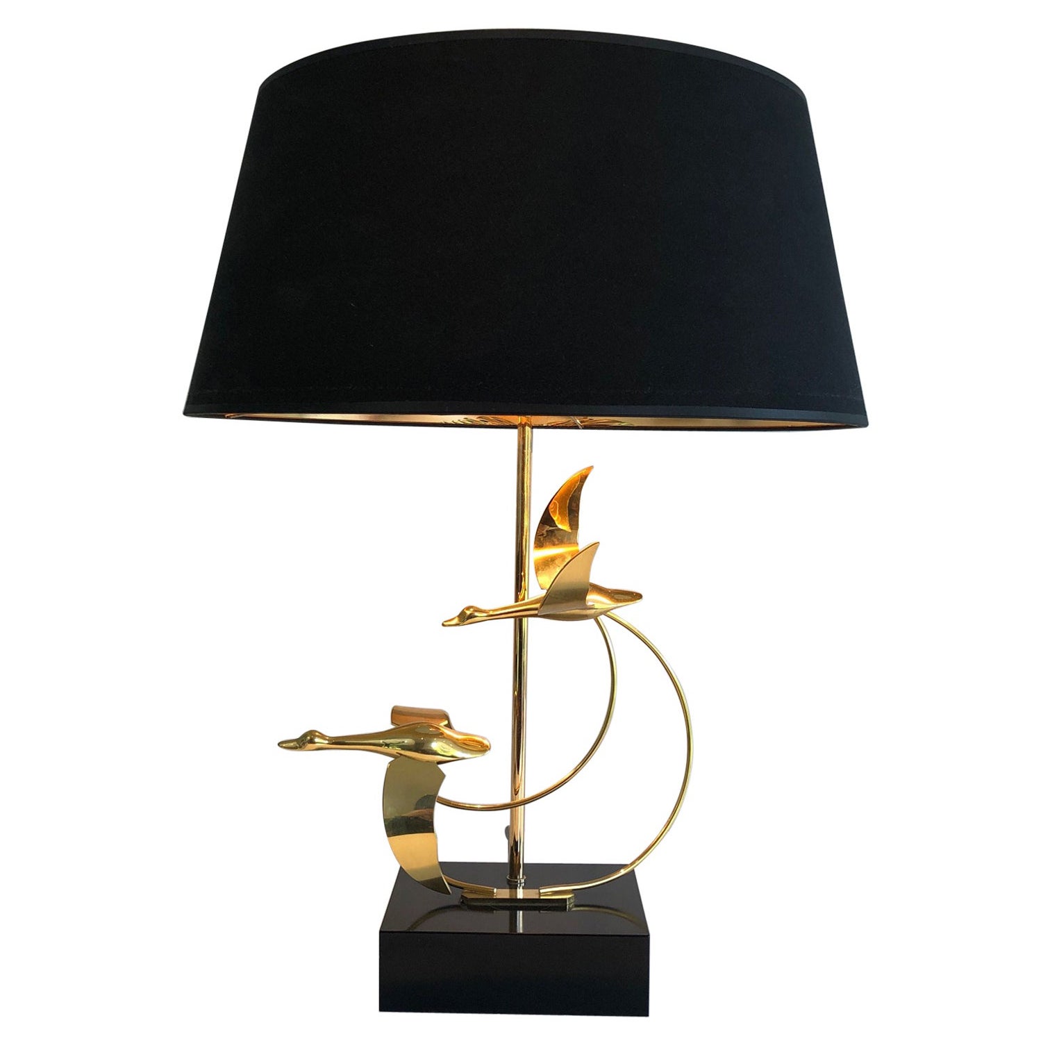 Flock of Wild Geese Brass Table Lamp