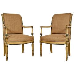Pair of French 19th Century Armchairs in Empire-Style 7