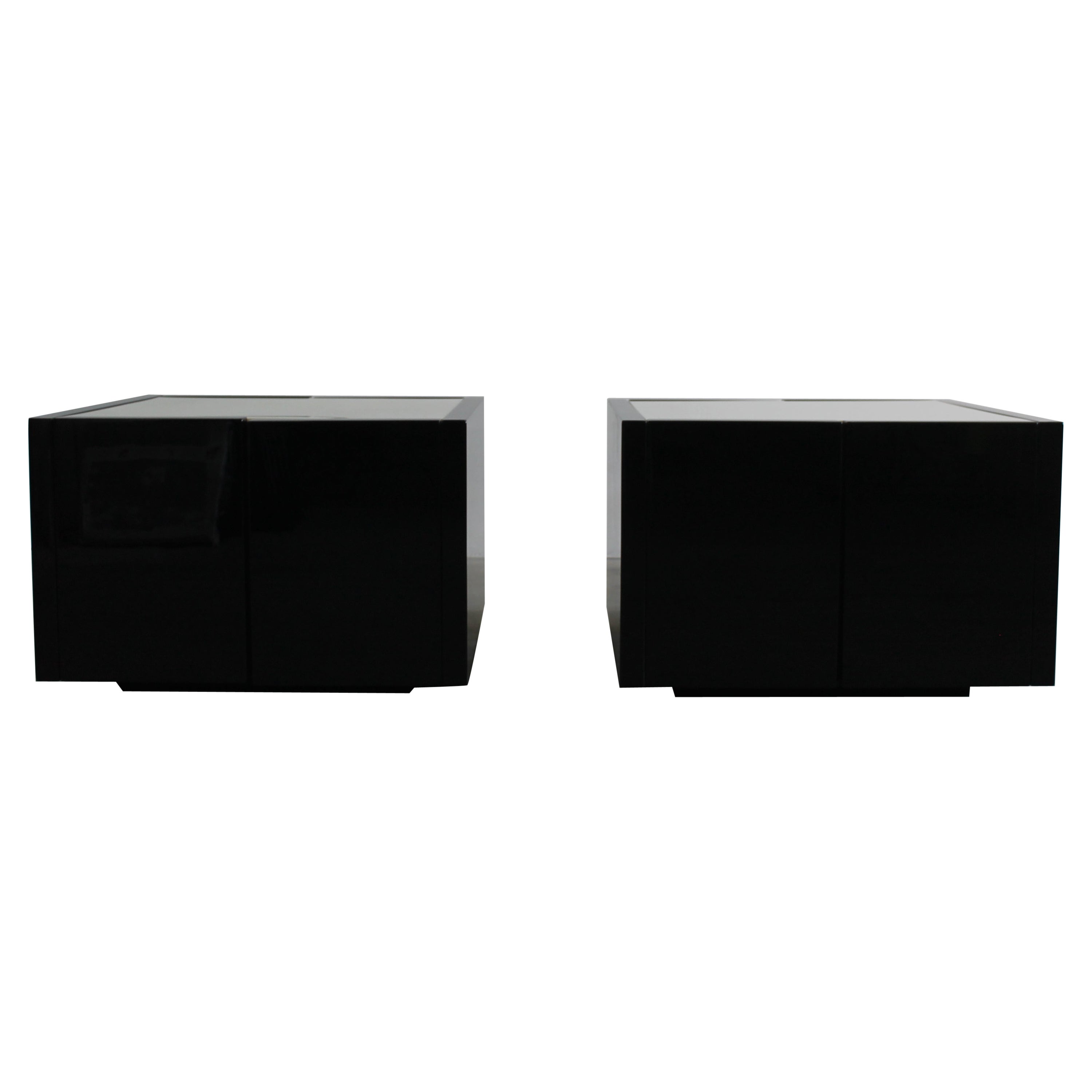 Massimo & Lella Vignelli Set of Two Black Saratoga Bar Cabinet by Poltronova For Sale