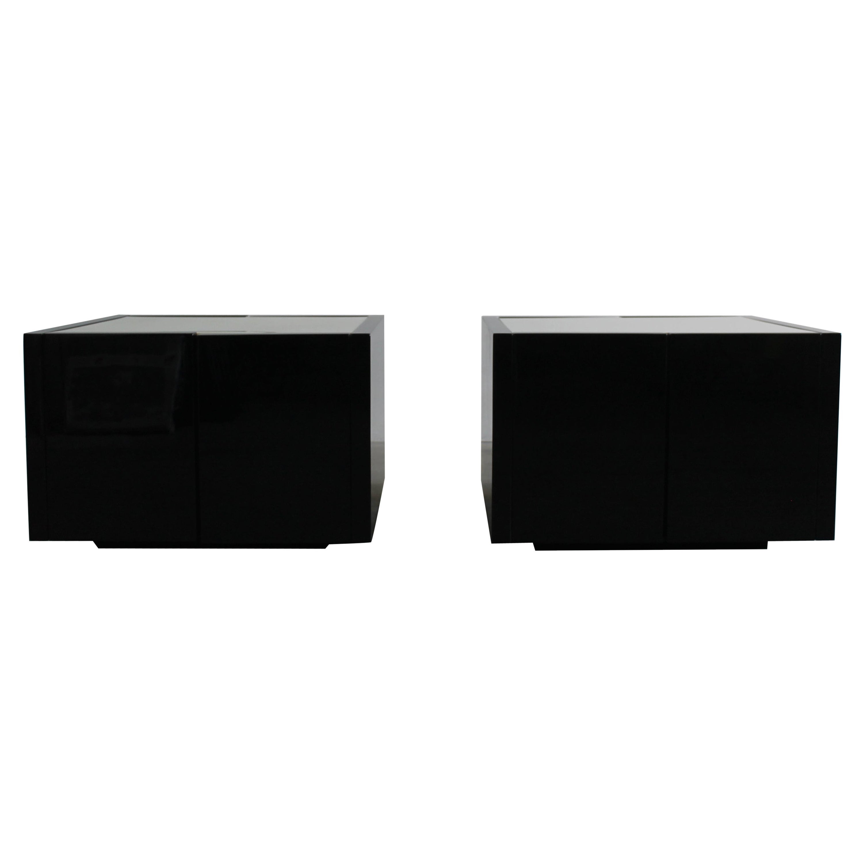 Ensemble de deux meubles de bar Saratoga noirs de Poltronova pour Massimo & Lella Vignelli