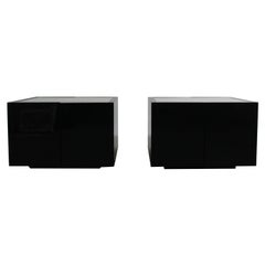 Ensemble de deux meubles de bar Saratoga noirs de Poltronova pour Massimo & Lella Vignelli