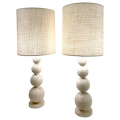 Contemporary Pair of travertine Lamps, Italy