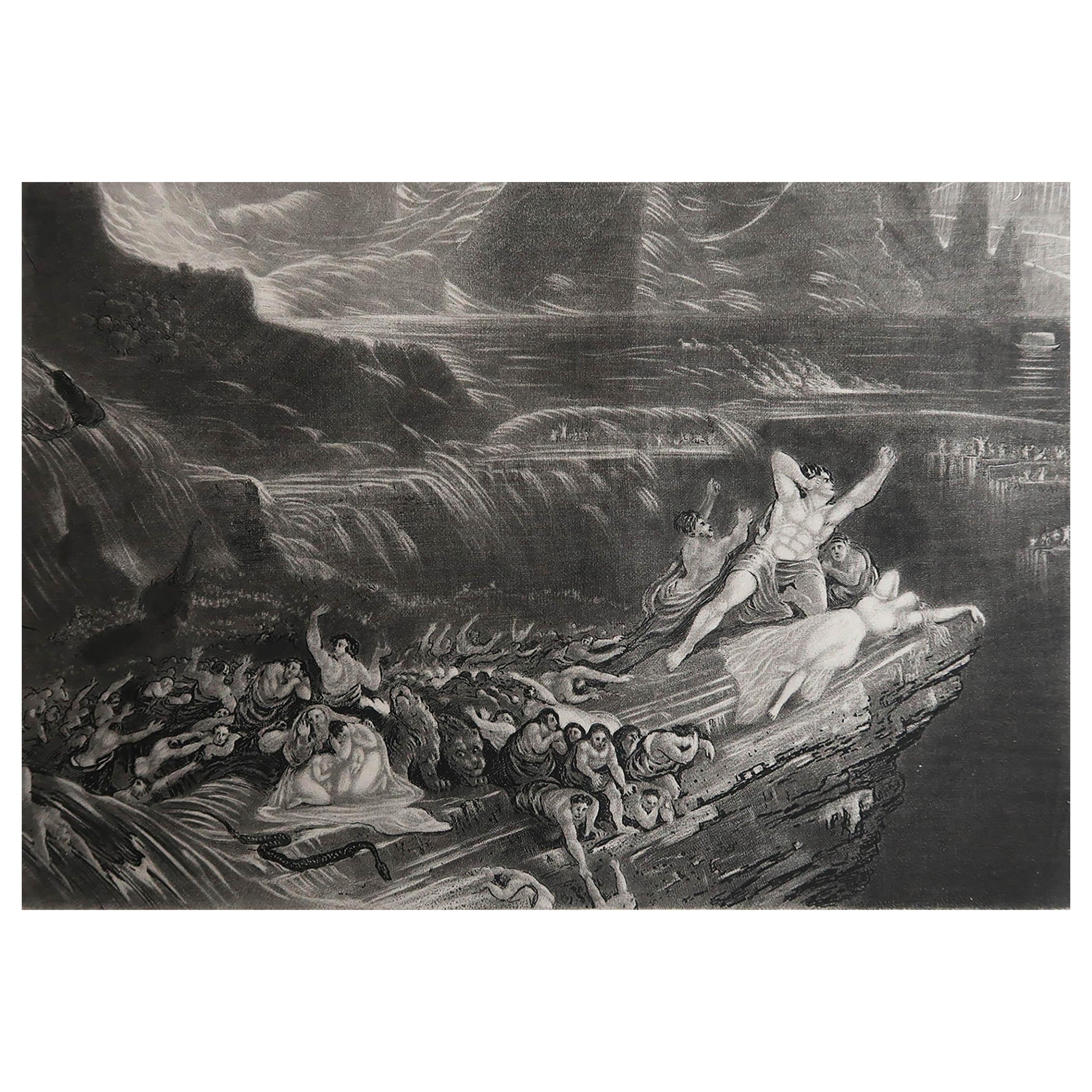 Mezzotinto von John Martin, The Deluge, Sangster, um 1850, Mezzotinto