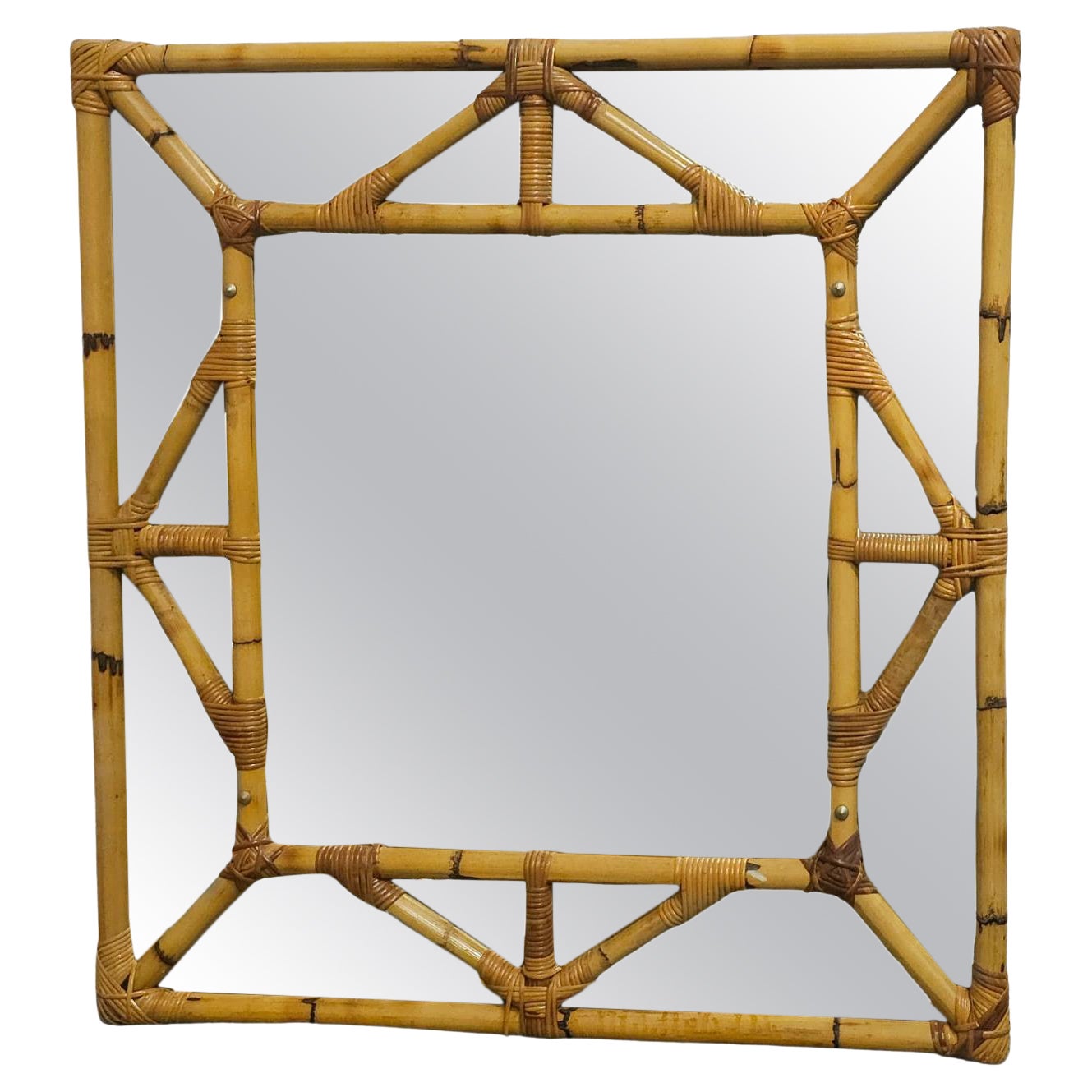 Mid-Century Bamboo Mirror Italian Design 1960s