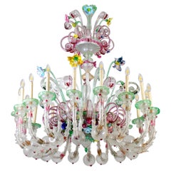 Magnifico lampadario in vetro di Murano Ca' Rezzonico 1880