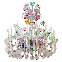 Magnífica lámpara veneciana de cristal de Murano Ca' Rezzonico 1880 