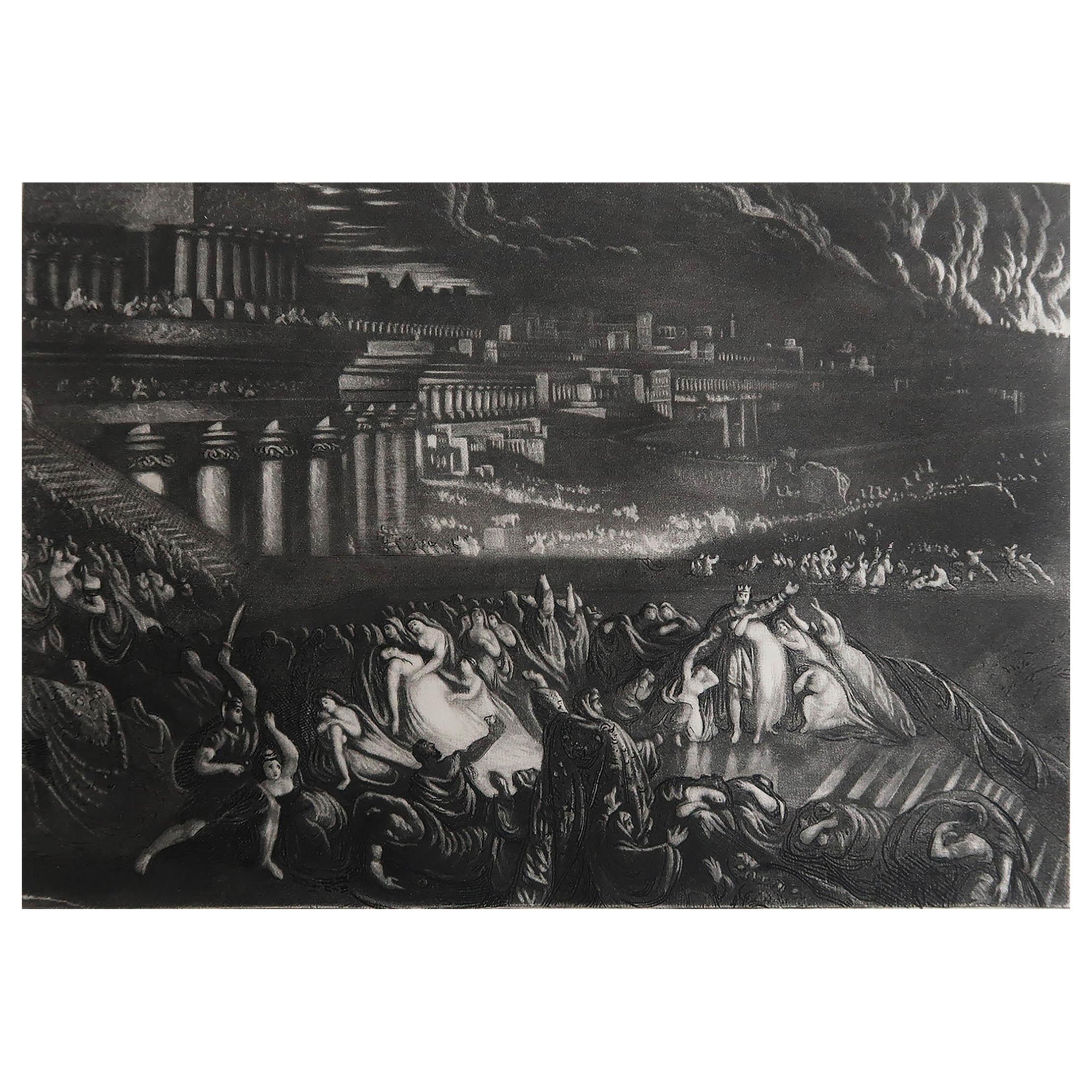 Mezzotint by John Martin, Fall of Nineveh, Sangster, C.1850 For Sale