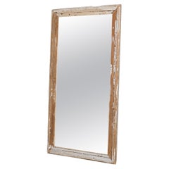 1900s French Wood White Patinated Mirror