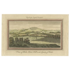 Antique Old Engraving of White Horse Hill in the County of Berkshire, England, c1800