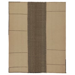 Rug & Kilim's Contemporary Kilim with Beige and Black Textural Stripes (Kilim contemporain avec des rayures texturées beiges et noires) 