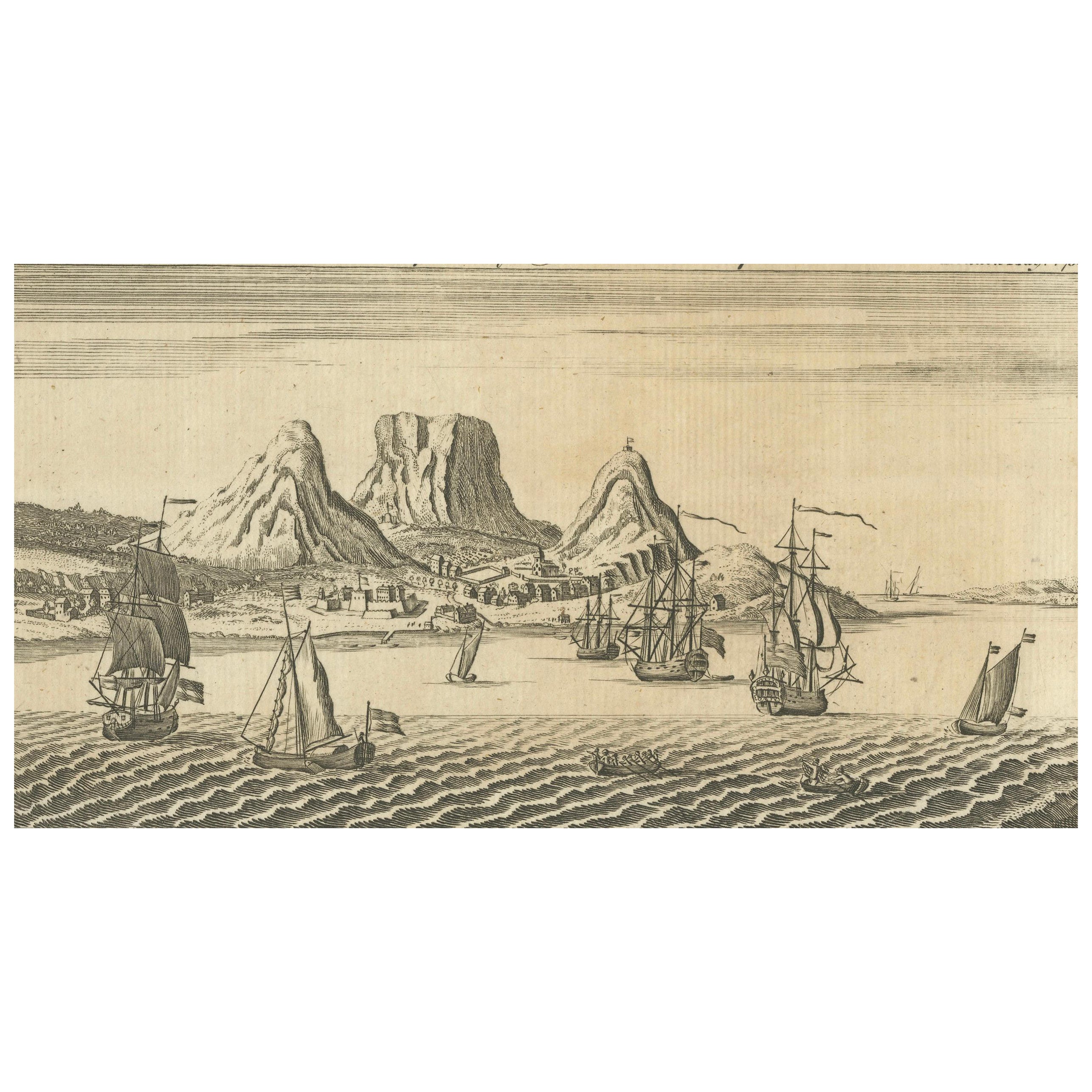 Old Engraving of Cape Good Hope in South Africa, 1754 For Sale