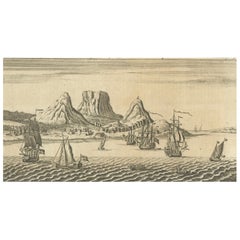 Old Engraving of Cape Good Hope in South Africa, 1754