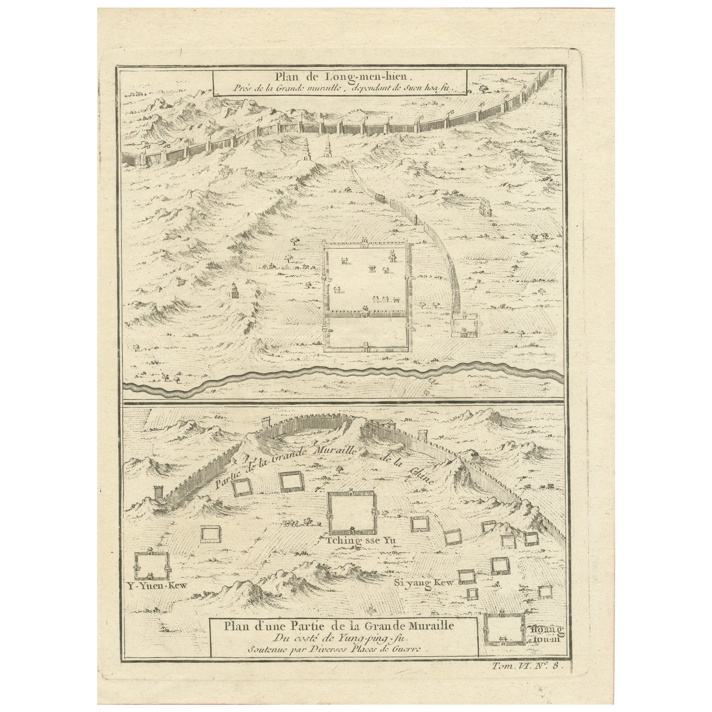 1749 Jacques Nicolas Bellin Map of the Great Wall of China Near Kiang-nan fu For Sale