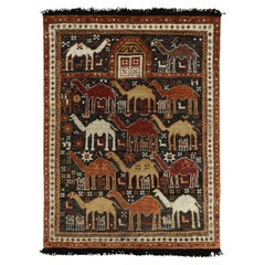 Rug & Kilim's Tribal Style Rug in Red, Orange-Brown, Pictorial Pattern (tapis de style tribal en rouge, orange et marron)