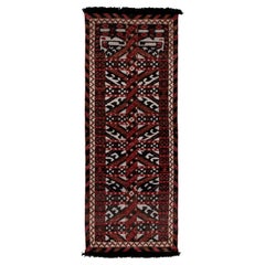 Rug & Kilim's Tribal Style Runner in Red, Black and White Geometric Pattern