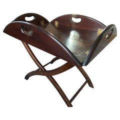 20th Century French Mahogany Oval Boat Coffee Table with Foldable Endings