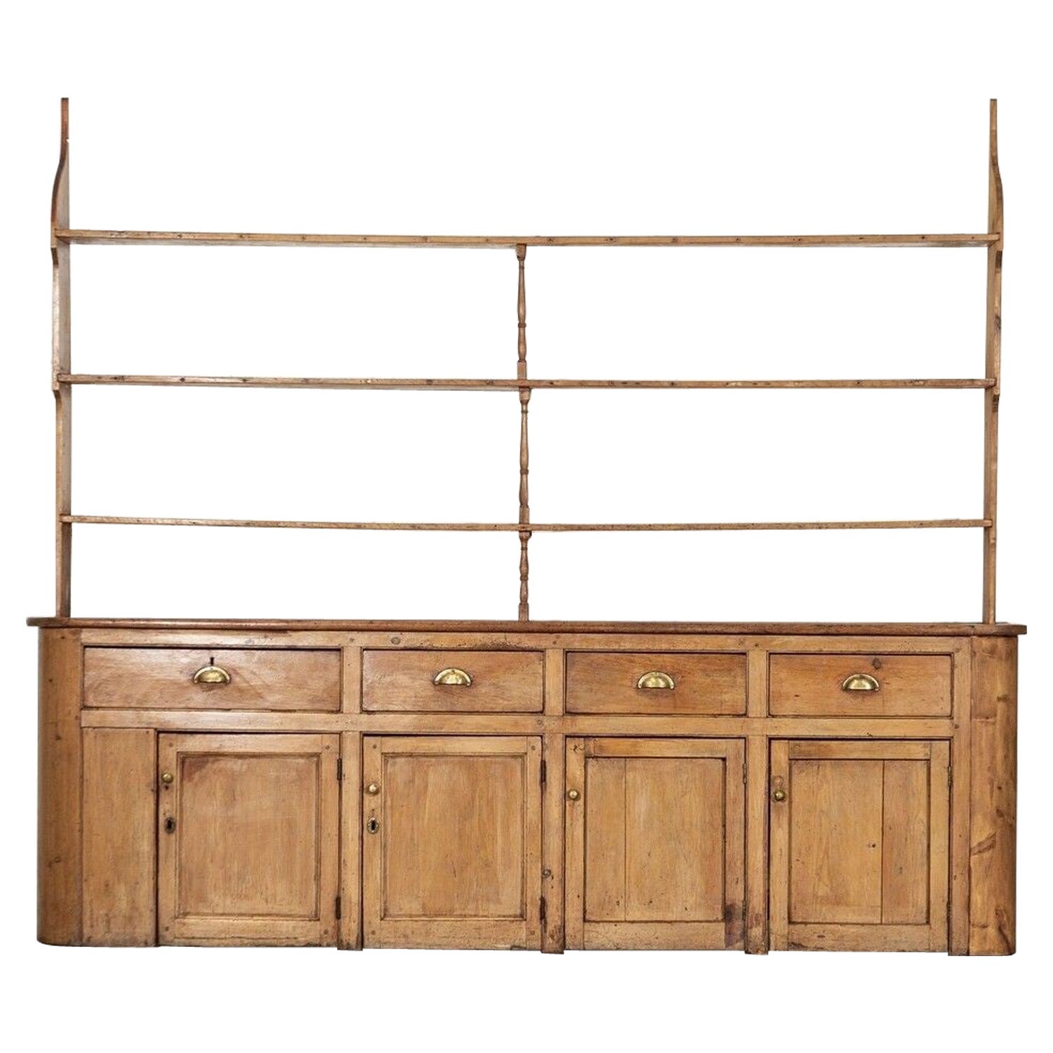 Monumental Estate Made English Georgian Pine Dresser For Sale