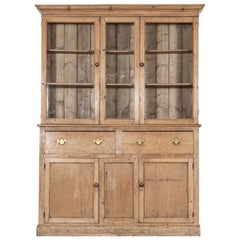 Antique Large English Pine Glazed Dresser