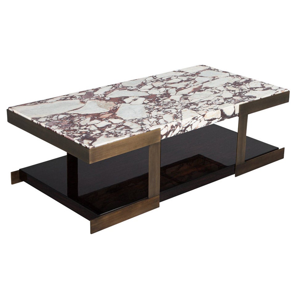 Carrocel Custom Modern Marble Top Cocktail Table For Sale