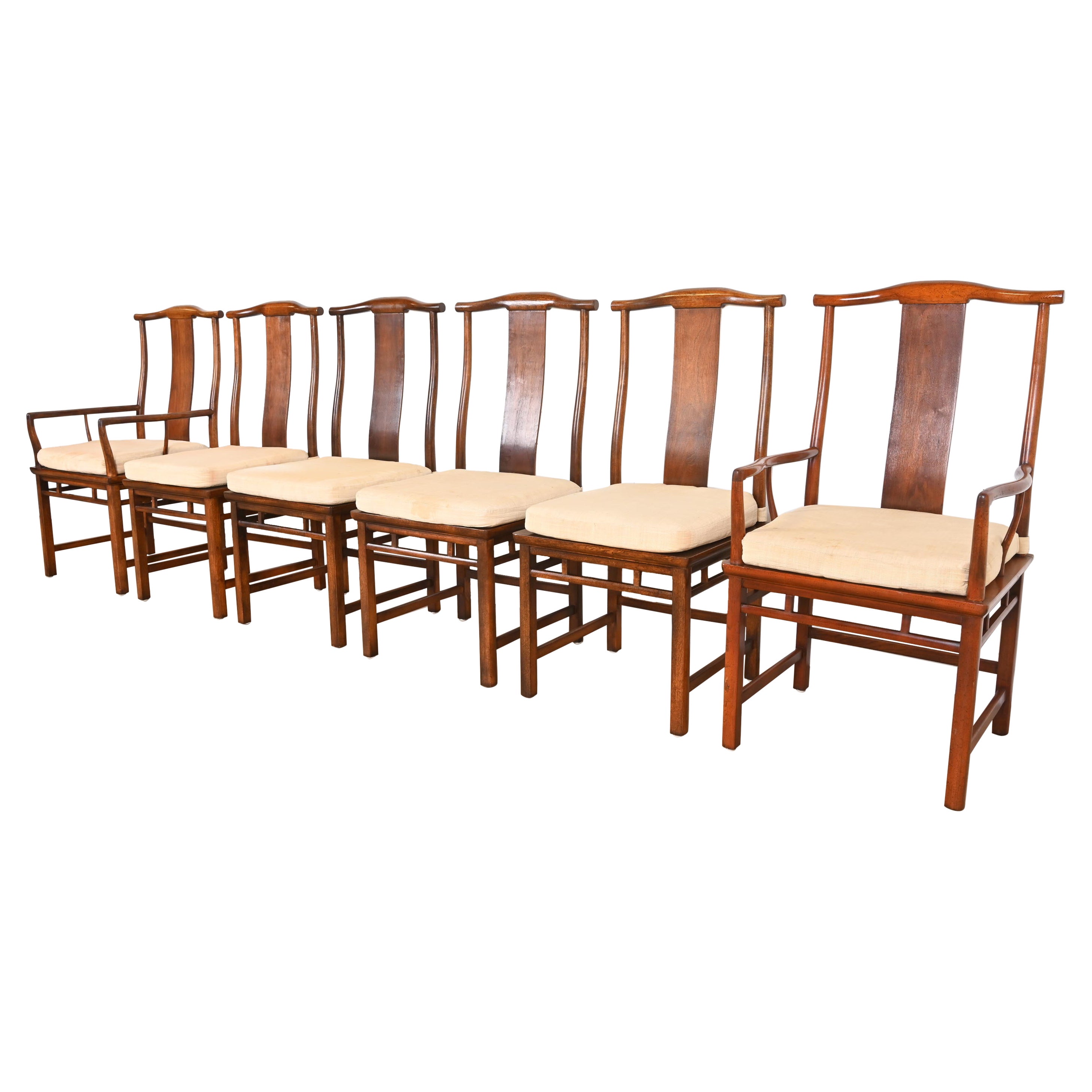 Michael Taylor pour Baker Furniture collection Far East, ensemble de six chaises de salle à manger en vente