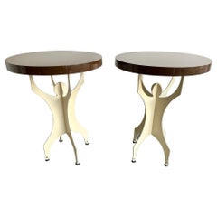 Pair of Character Side Tables Lacquered Wood and Metal. Italy, 2000s