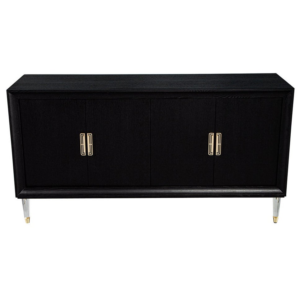 Modern Oak Sideboard Credenza with Acrylic Legs For Sale