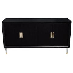 Modern Oak Sideboard Credenza with Acrylic Legs