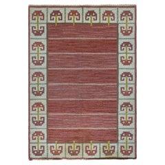 Midcentury Swedish Red Handmade Wool Rug