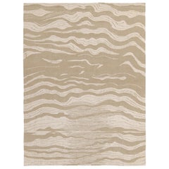 Handgeknüpfter abstrakter Teppich von Rug & Kilim in Beige-Braun mit welligen Streifen