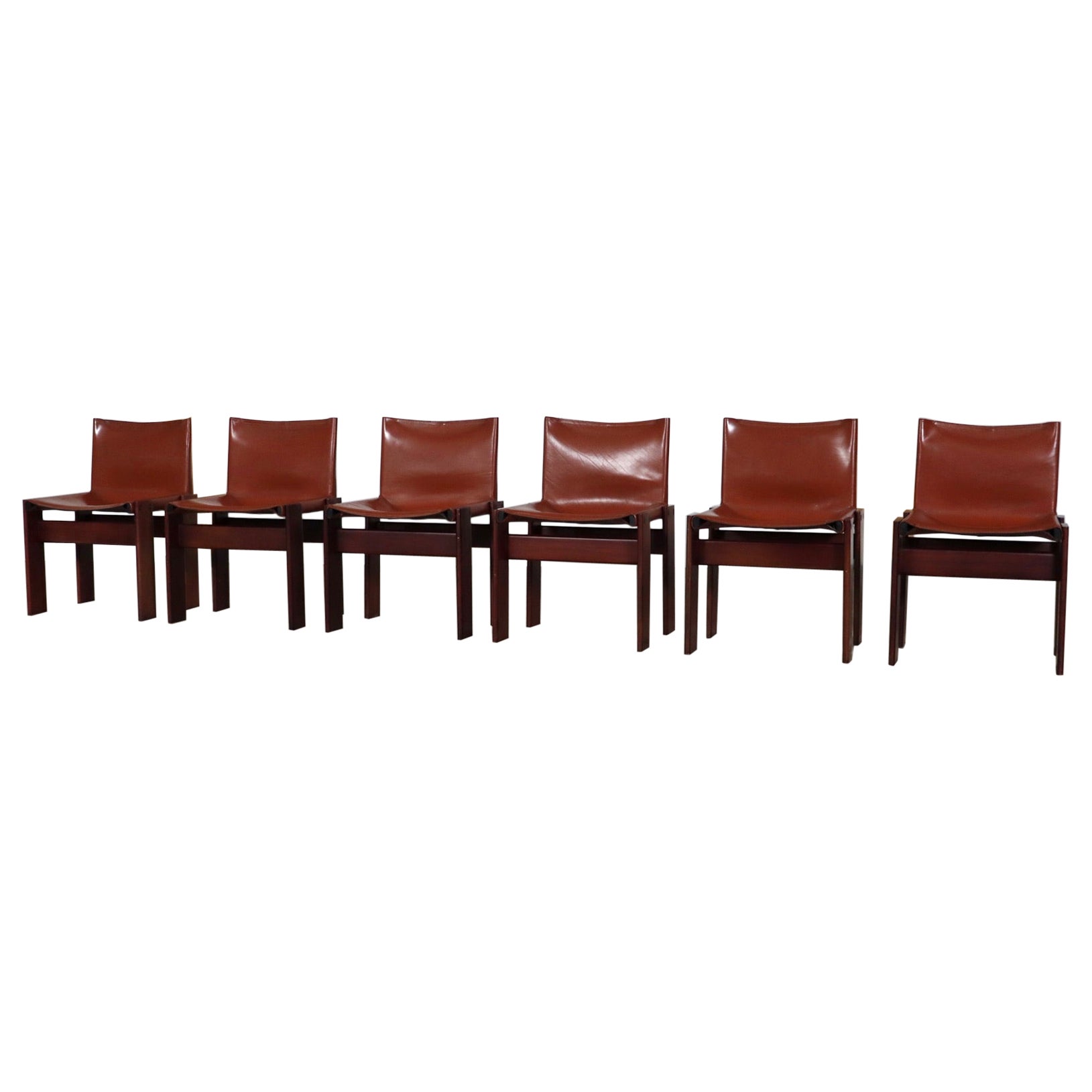 Set Of 6 Afra And Tobia Scarpa Monk Chairs For Molteni Italy 1974