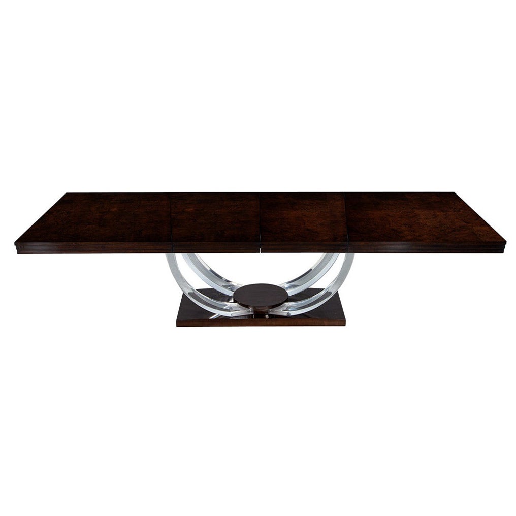 Modern Art Deco Inspired Dining Table with Acrylic Base For Sale