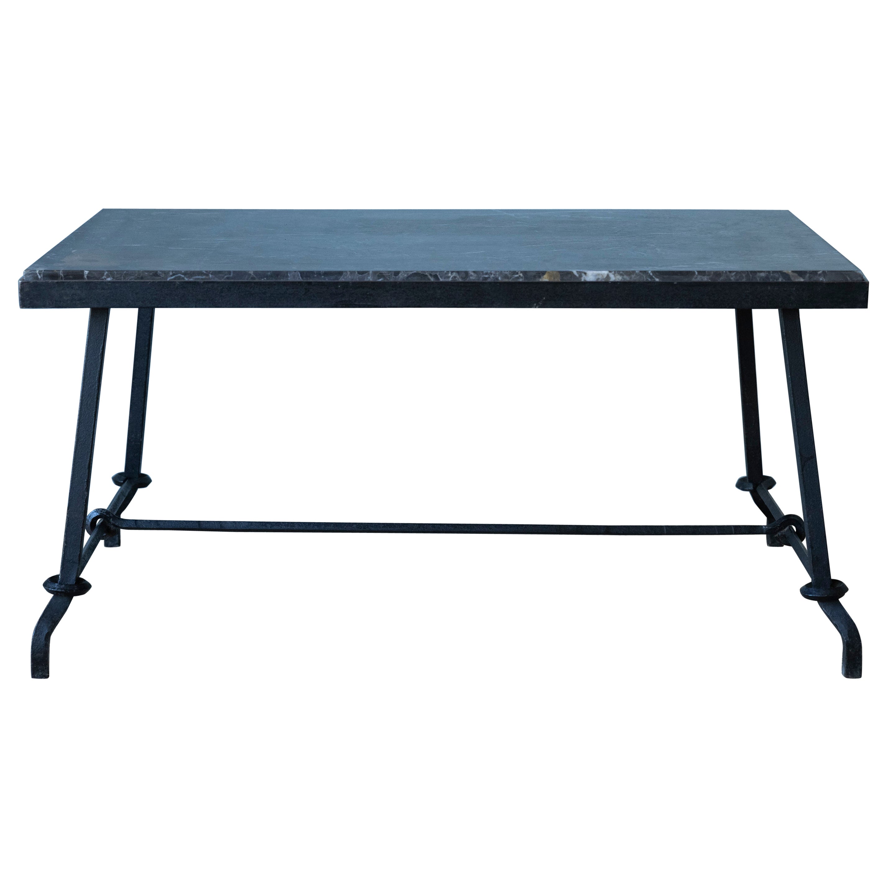 Jaques Adnet Steel Coffee Table with Marble Top