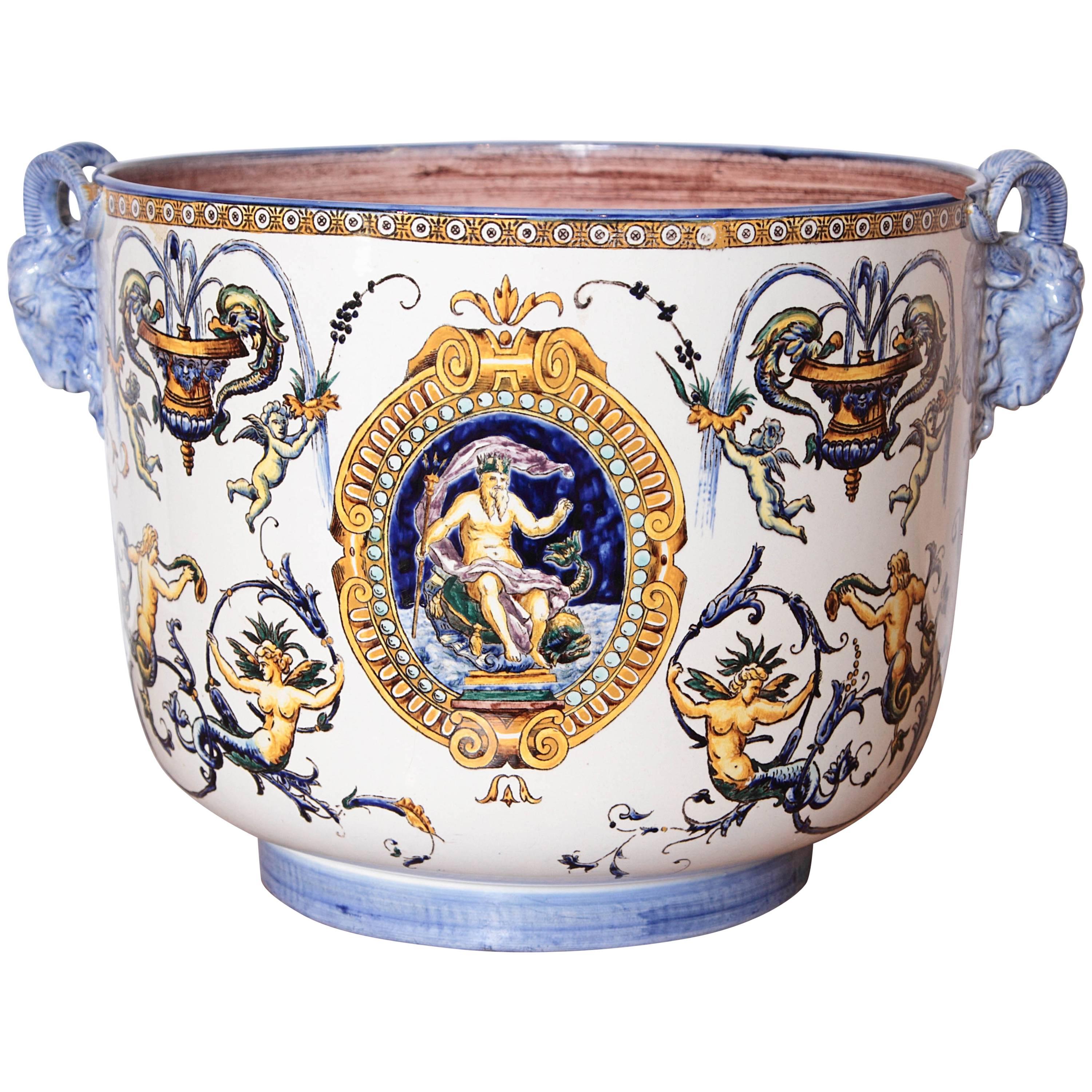 Antique French Faience Jardiniere by Gien