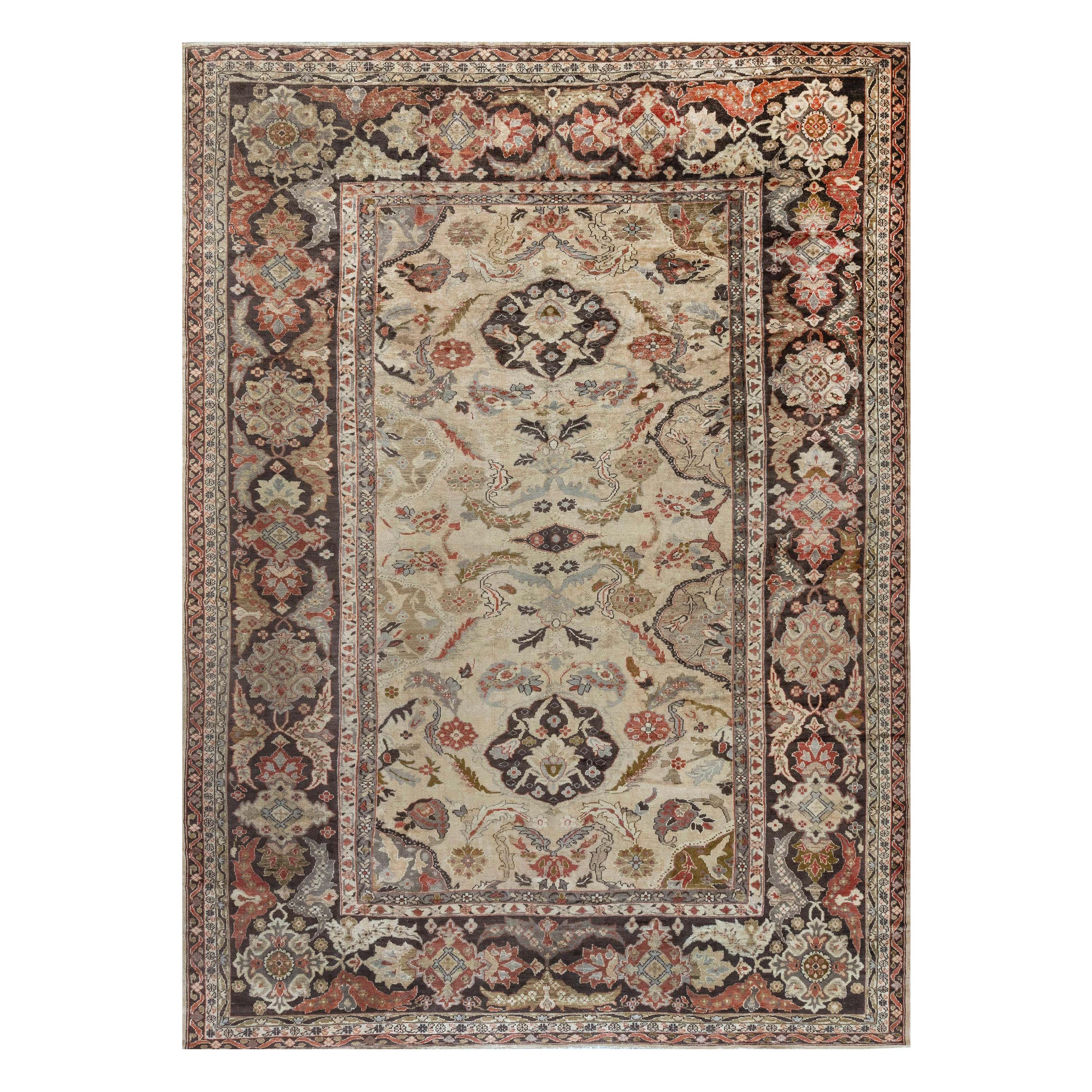 Authentic Persian Sultanabad Handmade Wool Rug For Sale