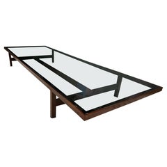 Brazilian Modern Coffee Table in Hardwood & Glass, Joaquim Tenreiro, 1950s