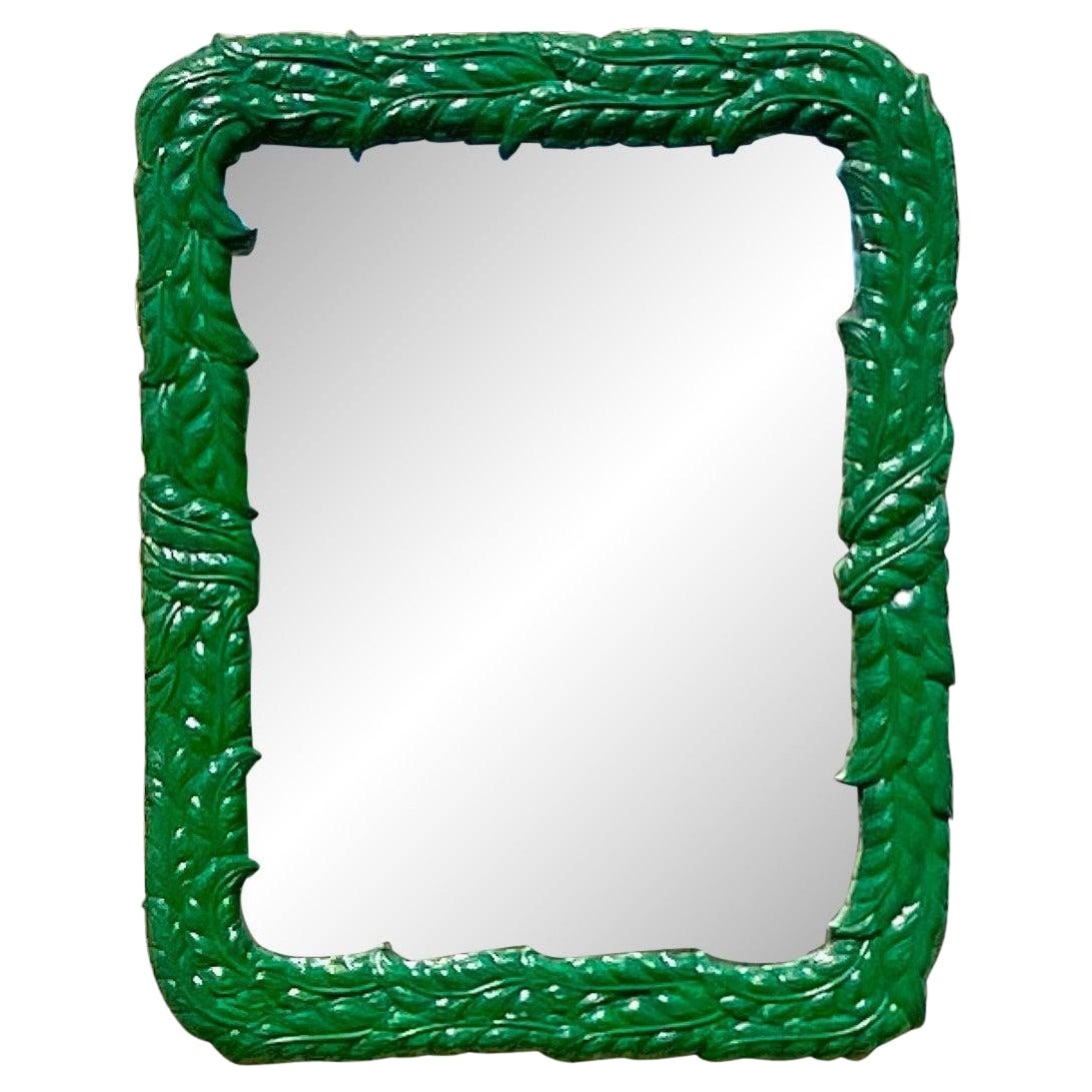 Vintage Coastal Molded Palm Frond Mirror For Sale