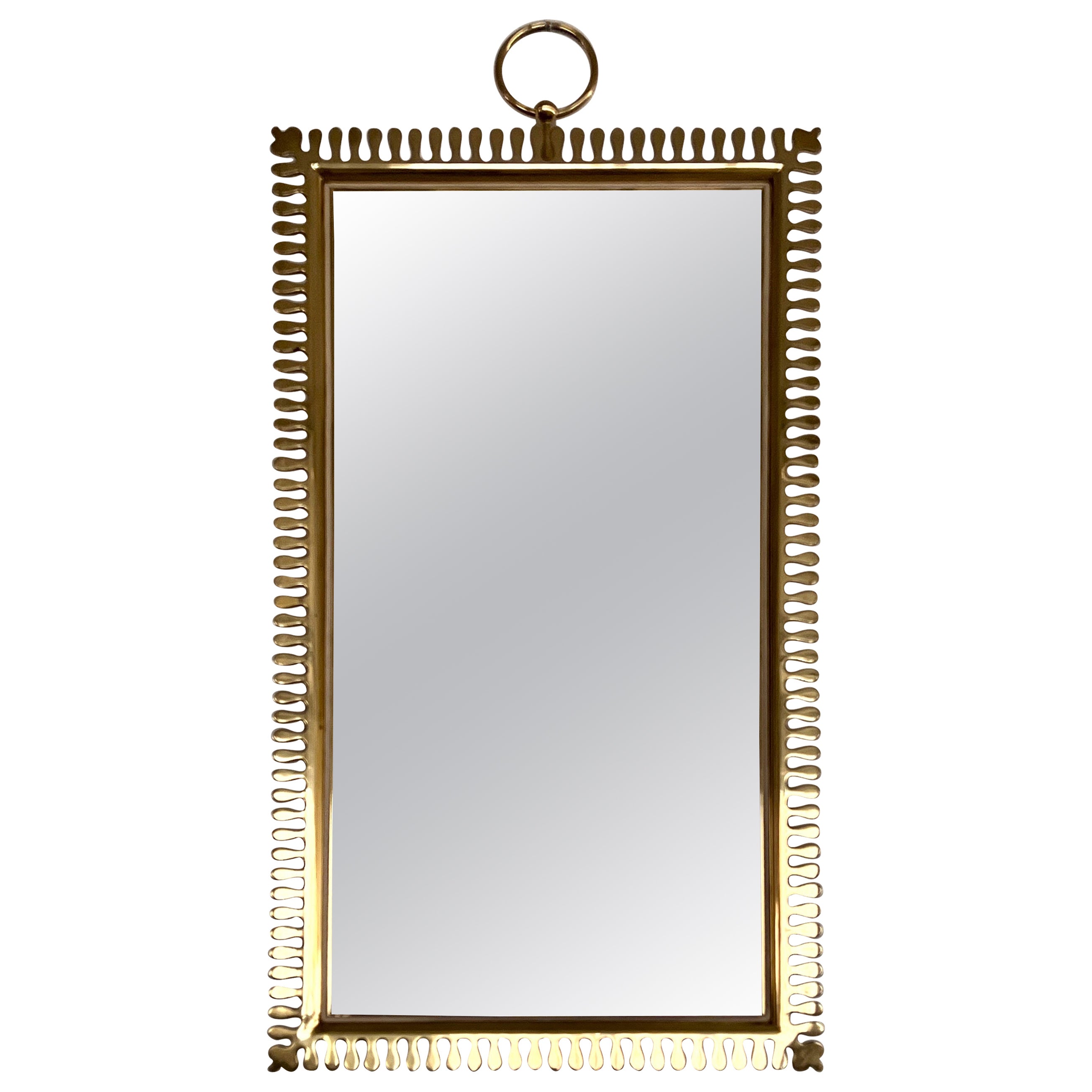 Midcentury Wall Mirror in Brass by Vereinigte Werkstätten München, 1970s