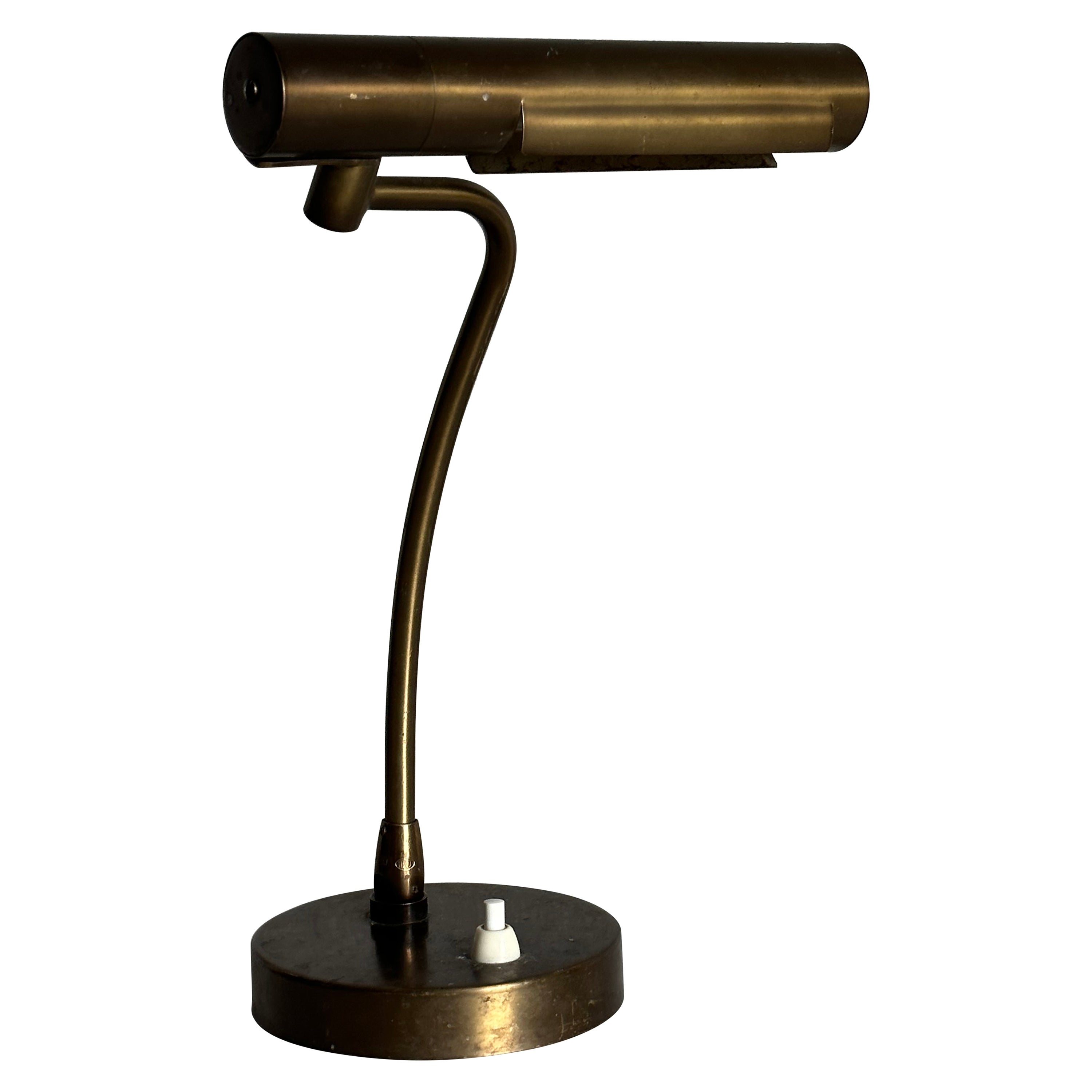 1940s Swedish Modern Brass Desk or Banker/ Table Lamp by Asea For Sale
