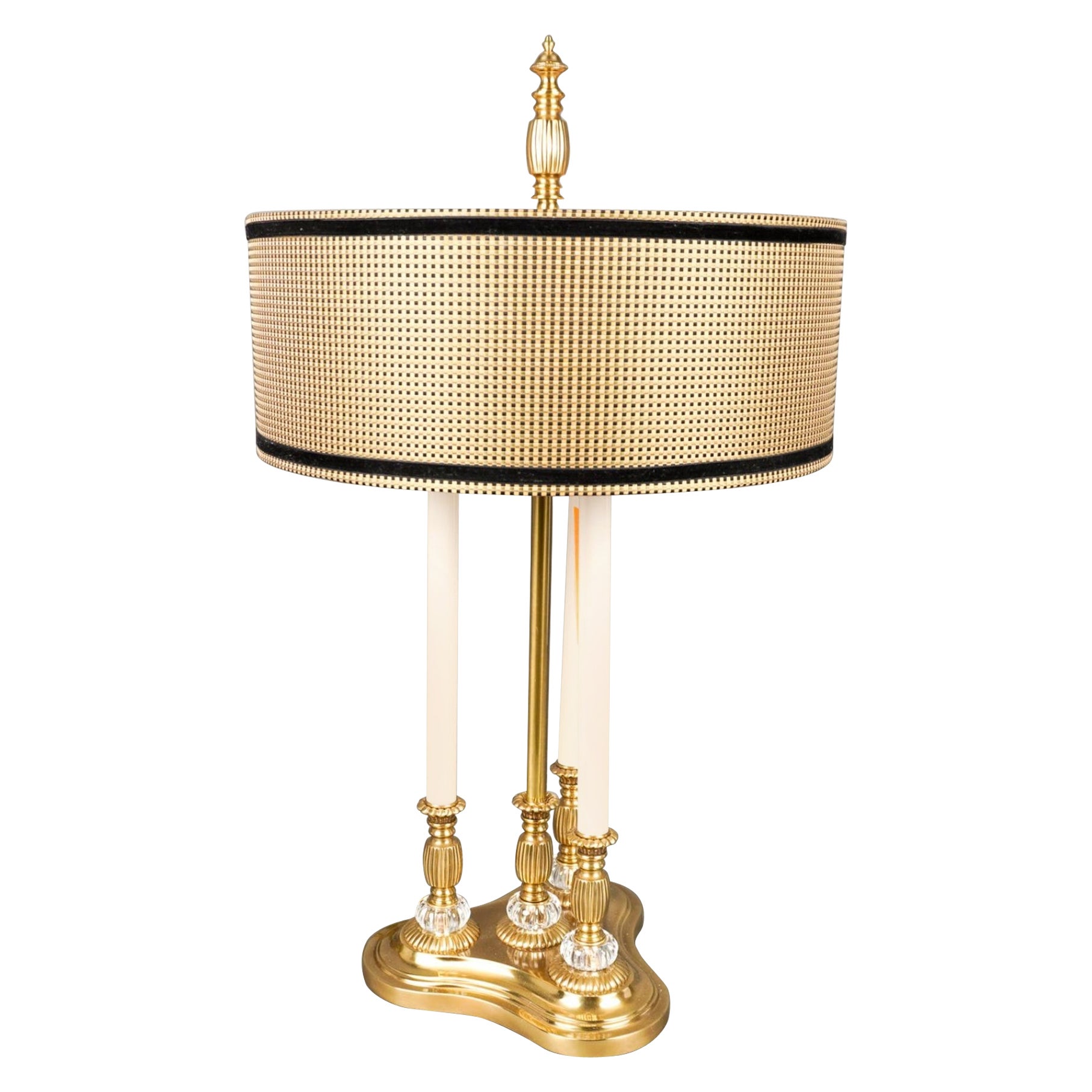 Frederick Cooper Brass Bouillote Lamp with Original Silk Velvet Shade For Sale