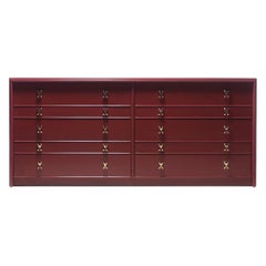 Paul Frankl 10 Drawer Lacquered Dresser in Sundried Tomato c. 1950