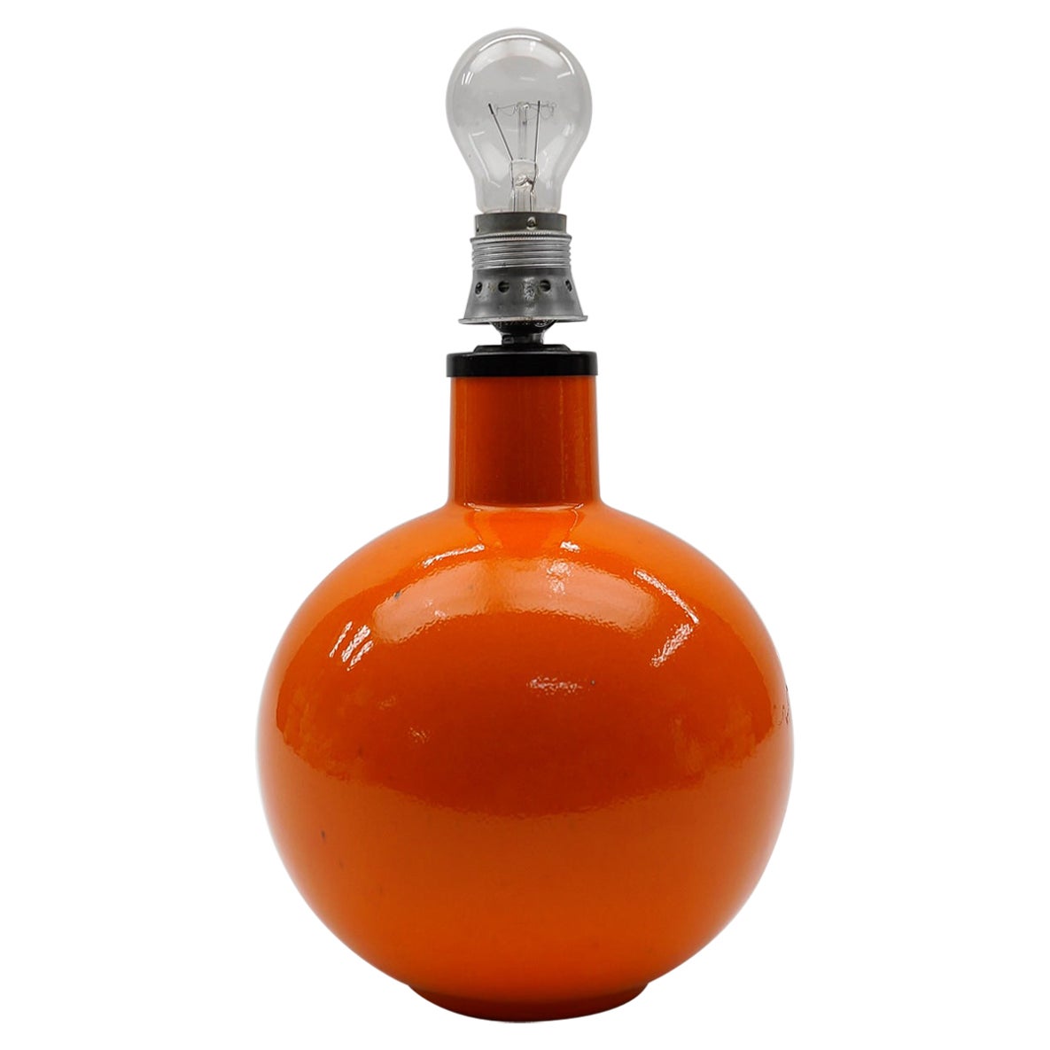 Très rare base de lampe de bureau en céramique à boules orange, Italie, années 1960 en vente