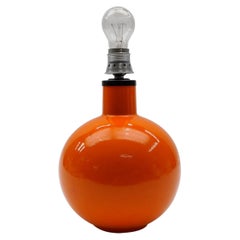 Seltener orangefarbener Kugel-Tischlampensockel aus Keramik, Italien 1960er Jahre