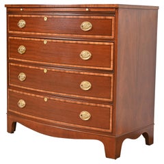 Baker Furniture Georgian Banded Mahogany Bow Front Chest of Drawers, Refinished