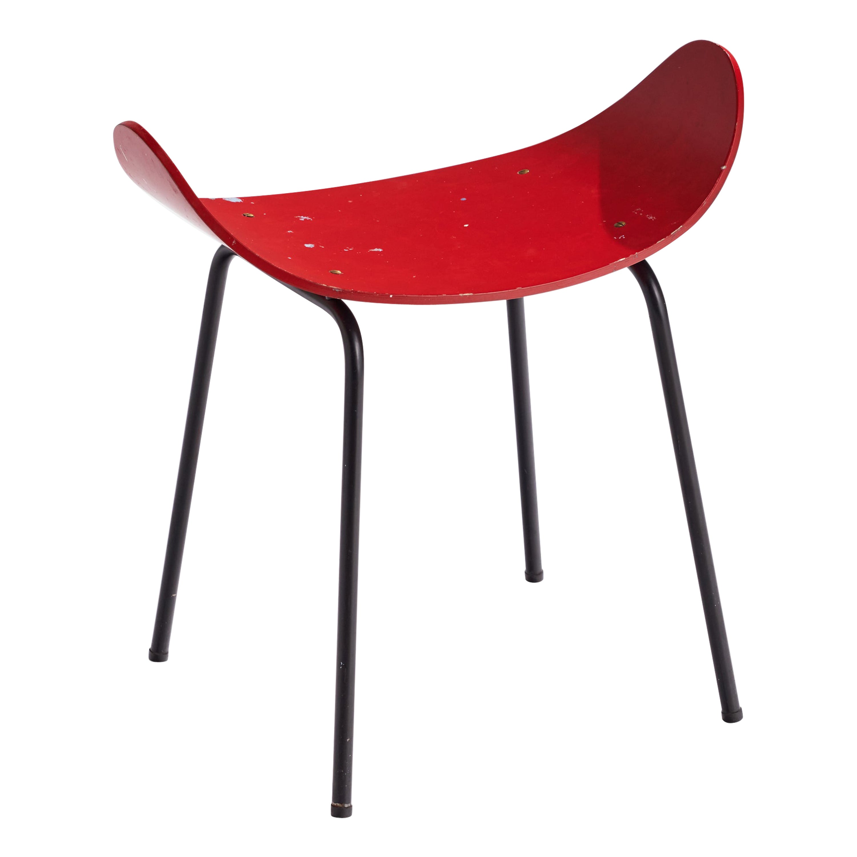 Olof Kettunen, Tabouret, contreplaqué, métal, Finlande, années 1950